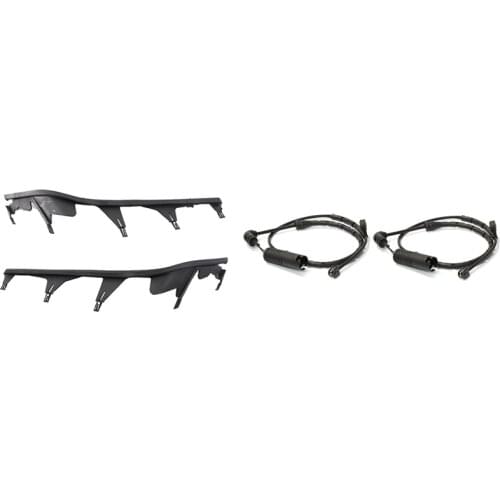 2x Car Front Upper Headlight Cover Strip Set & 2PCS Front and Rear Brake Pad Wear Sensors for Bmw 3 Series E46