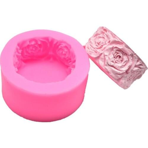 3D Round Rose Flowers Shape Silicone Soap Mold DIY Handmade Soap Molds Soap Making Fondant Cake Candle Molds Craft Decoration