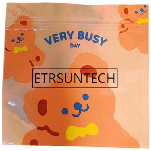 500pcs Cartoon Bear Candy Biscuit Zipper Packaging Bag Cookies Baking Snack Nougat Gift Bag Baking Package Bakery