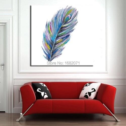 Free Shipping Artist Hand Painted High Quality Modern Wall Decoration Modern Peacock Feather Decorative Canvas Painting