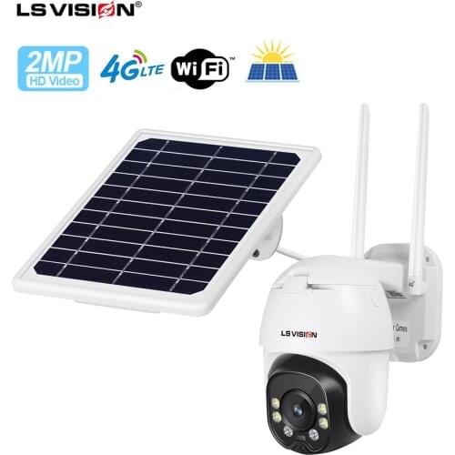 4G/WIFI Solar Panel Wireless Security Rechargeable Battery 2MP PTZ Outdoor Waterproof PIR Motion Detection Two-Way Voice Camera