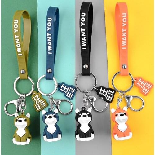 4 Color Husky Dog Key Chain Cute Pet Dog Keychains Women Bag Charm Pendant Car Keyrings Men Kids Toy Key Holder Gift Wholesale