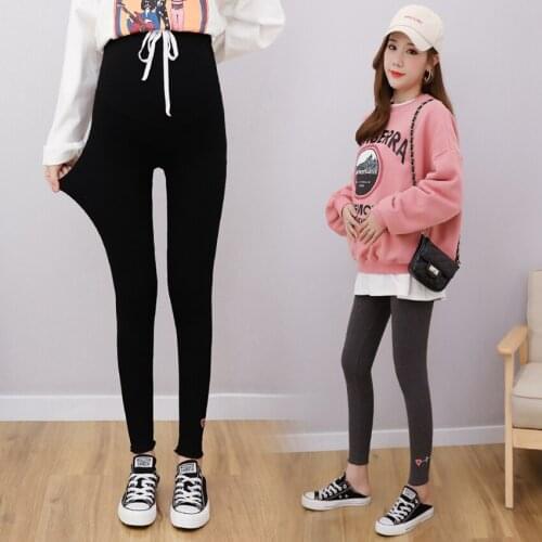 Maternity pants cotton 2020 new spring pregnant women leggings support belly wild tide mom fashion feet pants