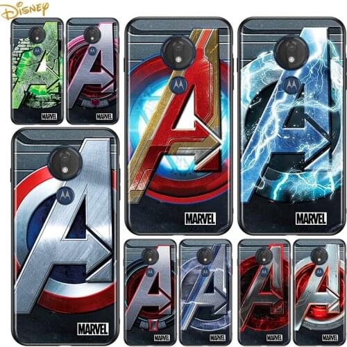 Marvel logo for Motorola G9 G8 G E7 E6 One Play Marco Hyper Fusion Stylus Power Edge Plus Black Phone Case