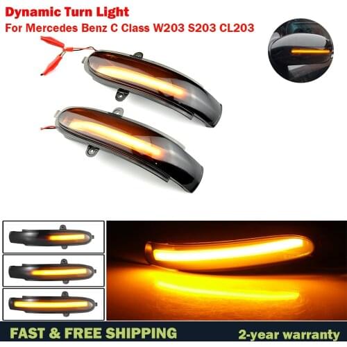For Mercedes Benz C Class W203 S203 CL203 2001-2007 Dynamic Turn Signal Light LED Side Mirror Sequential Indicator Blinker Lamp