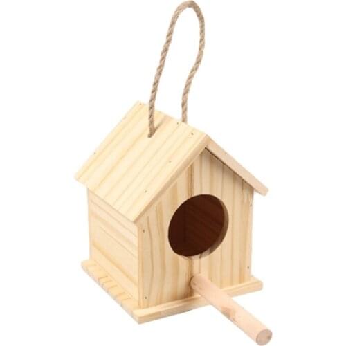 C90D Wooden Birds House Pet Parakeet Cockatiel Breeding Nesting Cage Box Decor