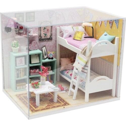 Hot sale Diy Doll House puppenhaus 2 Type Miniature House 3D Model Building Blocks Toys for The Children JHZQW076