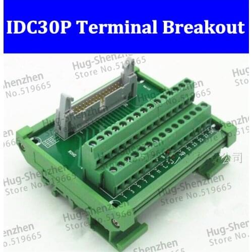 IDC30P IDC 30 Pin Male Connector to 30P Terminal Block Breakout Board Adapter PLC Relay Terminals DIN Rail Mounting Shell--1pcs