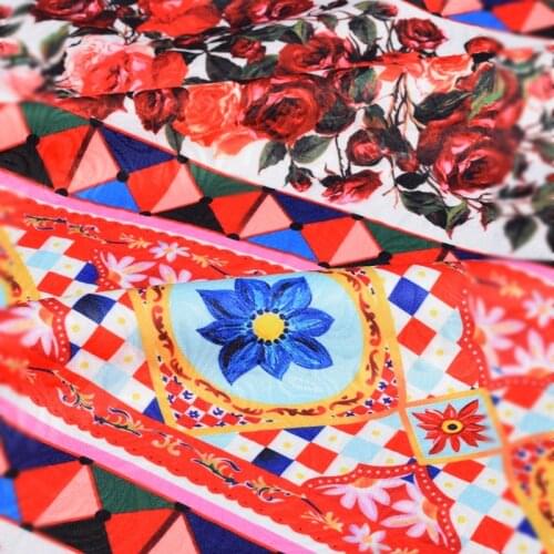 Enthusiasm of Sicily fashion hot sale digital painting jacquard fabric for dress coat trousers tissu au meter bright cloth DIY