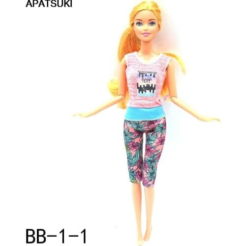 Fashion Doll Outfits For Barbie Doll Clothes Pink Tank Top & Floral Shorts Yoga Sport Wear 1/6 Dollhouse Dolls Accessories