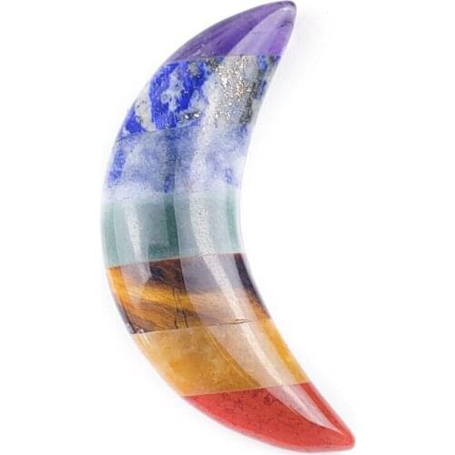 Natural Chakra Stone Yoga Energy Stone Crescent Reiki Healing Moon Shape Crystals Stone Polished Stone for DIY Jewelry Making
