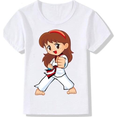 2021 New Children Cartoon Taekwondo Print Tshirt Kids Girls Boy Tops Child T shirt