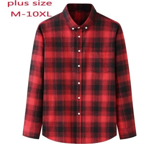 New Arrival Fashion Suepr Large Spring And Autumn Youth Plaid Printed Long Sleeve Casual Shirts Plus Size L-5XL 6XL 7XL 8XL 10XL