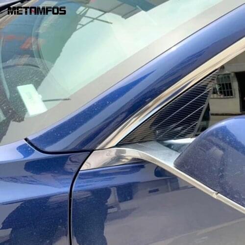 For Tesla Model 3 2018-2021 Carbon Fiber Front Window A Pillar Strip Cover Molding Trim Triangle Sticker Accessories Car Styling