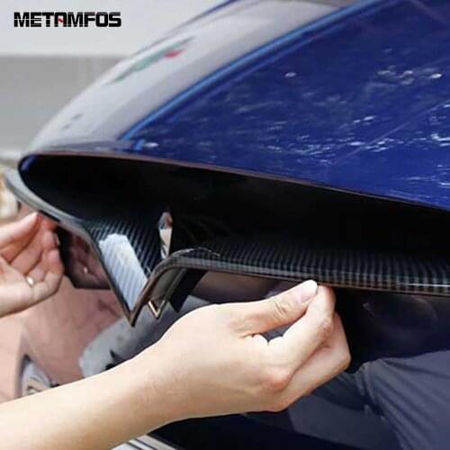 For Tesla Model X 2016-2018 2019 Carbon Fiber Front Center Grille Grill Cover Molding Trim Decoration Strip Car Accessories