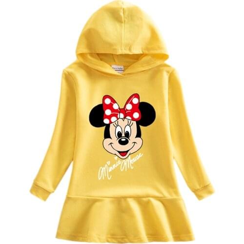Disney Mickey Long Sleeve Dress Pullover Hooded Jacket Sweatshirt Dresses Autumn Winter Clothes