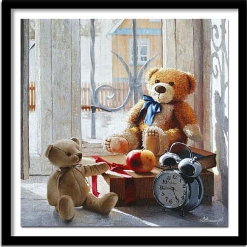 Teddy bear diamond painting,diy square diamond painting, diamond embroidery teddy bear
