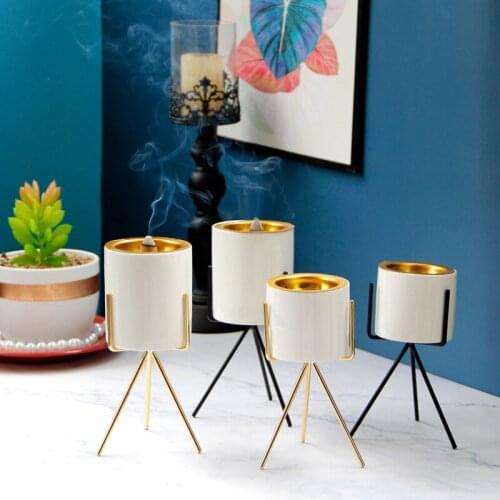 Simple Modern Style Incense Holder Middle East Arabian Gold Metal Iron Ceramic Combination Home Cafe Bar Decoration