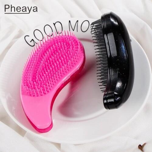 Pheaya Shiny Hairbrush TT Massage Princess Comb Anti-static Haircare Scalp Hair Brush Styling Tool Barber Accessory