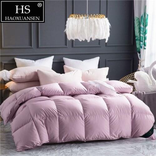 Filling Power 800 High Density Luxury 100% Combed Cotton Mauve Fabric Goose Down Quilt King Queen Size Duvet Winter Blanket