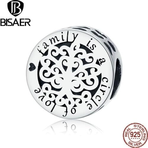 Family Tree BISAER 925 Sterling Silver Family is Forever Love Beads Charms fit Charm Bracelets Silver 925 Original Jewelry