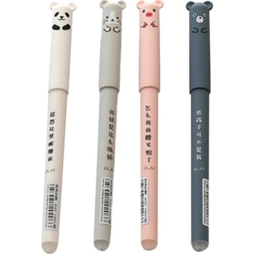 4 Cute Pigs Panda Erasable Gel Pen Cartoon Erasable Easy To Rub Magic Rub Gel Pen Cute Ballpoint Pen Students Stationery