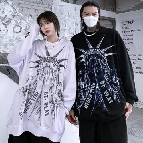 Thin Black Gothic Tops Streetwear Funny Oversized Hoodies Mens Hip Hop Cool Sweatshirts Korean Fashions Harajuku Punk Hoodie