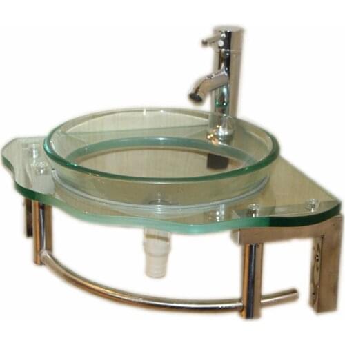 Triangle Basin Tempered Glass Wash Basin Small Apartment Bathroom Balcony Wall-mounted Mini Corner Small Wash Basin