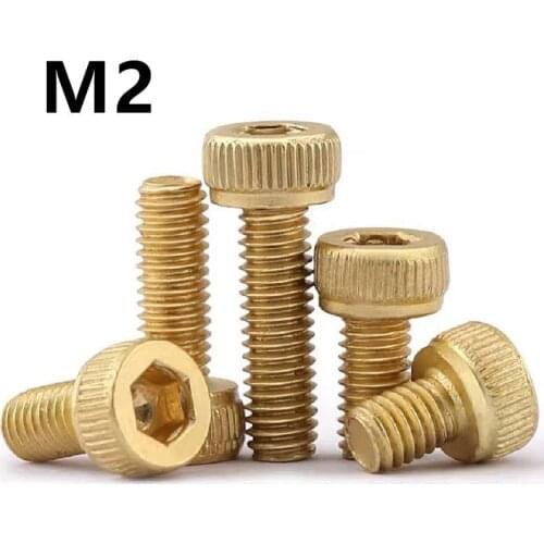 50PCS M2x4/5/6/8/10/12mm GB70.1 pure brass DIN912 hex socket cap head screw