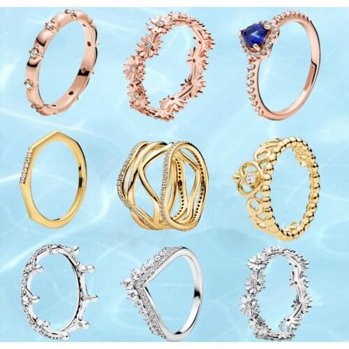 Hot Sale 925 Sterling Silver Daisy Flower Ring For Women Female infinite heart Women Ring Original 925 Silver Brand Ring Jewelry