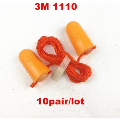10pairs/lot 3M 1110 Corded Disposable Foam Earplug Noise Reduction EarPlugs