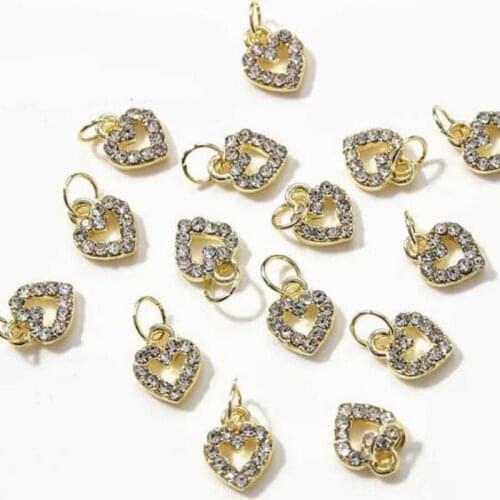 100Pcs Heart Dangling Nail Charms Nail Jewelry 3D Hanging Nail Crystal Dangling Heart Piercing Nail Art Decorations 12x8mm