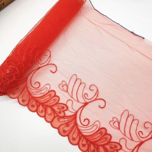 15Yards Lace Trim Embroidered Fabric Lake Blue Red Black DIY Craft Sewing Dress Clothing Accessories High Quality 16cm