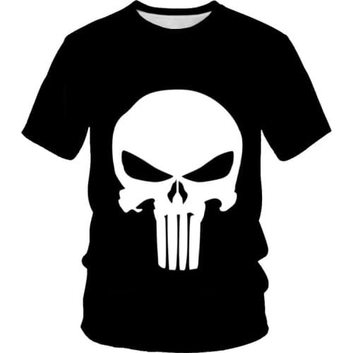 2021 Summer New Fashion Print Harajuku Mens T-shirt Skull Harajuku O-neck Fashion Casual Mens and Womens Same T-shirt