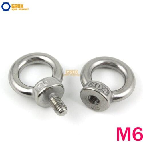 3 Sets M6*12mm Machine Eye Bolt & M6 Eye Nut 304 Stainless Steel