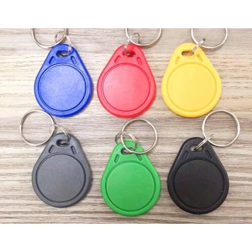 6 color 100pcs 13.56Mhz IC Proximity Control Entry Access 1108 chip Key Ring PVC IC Tag fob keychains