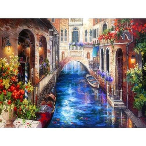 Diamond Painting Color Buildings River Landscape Square Diamond Round Diamond Decoration Customizable Wall Art Decoration