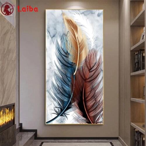 DIY Diamond Painting Abstract art, feathers Rhinestone Diamond Mosaic Full Drill Square Embroidery Cross Stitch Handmade Hobby