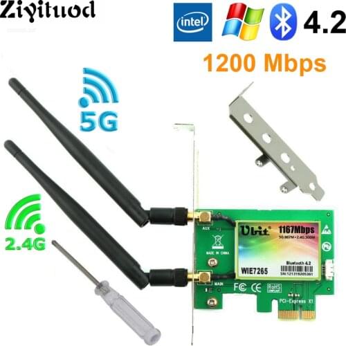 Ubit Wireless-AC 7265 Dual Band PCI Express Gigabit Adapter, with speed up to 867Mbps 2.4G/5G + Bluetooth 4.0