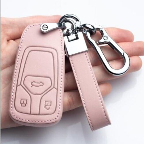 Genuine Leather Car Key Case Key Cover For AUDI A3/A4/A4L/A5/A6L/A7/A8/A8L/Q3/Q5 /Q7/S3/S4/S5/S6/S8/ TT/TTS/TTRS Pink