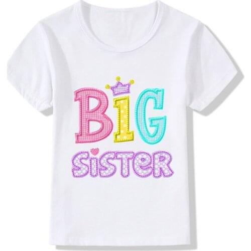 2020 Children Big Sister Print T-shirt Kids Summer Tops Baby Girls Unicorn Clothes Kids Little/Big Sister Match Clothes