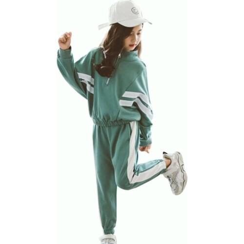 Kids Sport Clothes Girls Printed Childrens Clothes For Girls Striped Coat + Pants Girl Clothing Teenage Childrens Costume