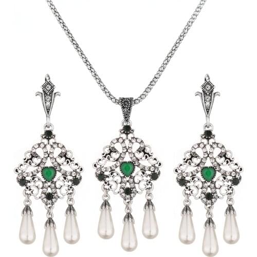Elegant Luxury Tassel Necklace Earrings Womens Wedding Jewelry Set Free Shipping Mothers Day Gift