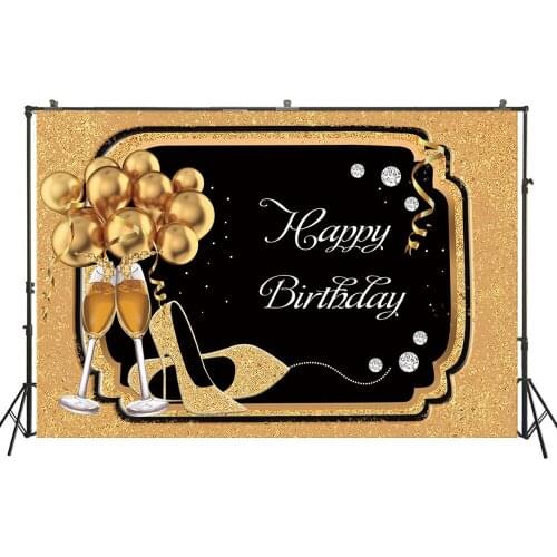 Photography Backdrops Birthday Party Banner Gold Black High Heels Sweet 16th Princess Girls Desserts Table Photo BackgroundW4596