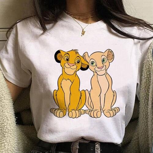 Disney Simba and Nala Lion Lover Tshirt Tops Summer Casual Women T-shirts Ulzzang Hip Hop Streetwear Harajuku Unisex Tshirt