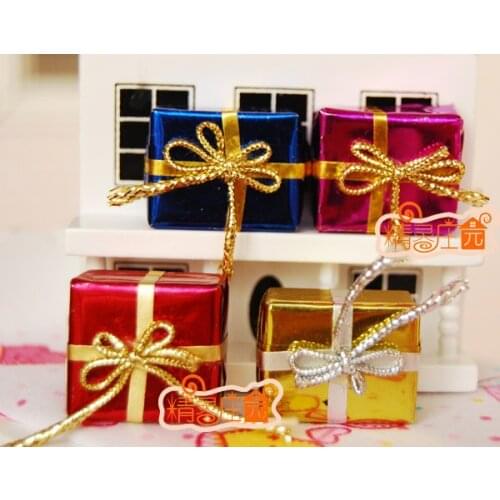 G05-X519 children baby gift Toy 1:12 Dollhouse mini Furniture Miniature rement Gold bow colorful gift 4pcs/set