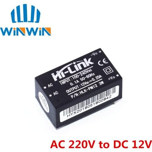 HLK-PM12 AC-DC 220V to 12V Buck Step Down Power Supply Module Converter Intelligent Household Switch HLK-PM12 UL/CE
