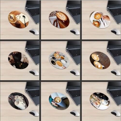 XGZ Round Mouse Pad Cafe Party Leisure Afternoon Time Pull Flower Craft Coffee Spoon Reading Business Talks Desk Mat Rubber