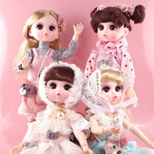 Doll 1/6 BJD 12 Inch 22 Movable Joints Brown Blue Eyeball Body With makeup Including scalp eyes clothes girls baby items