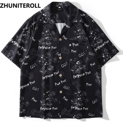 Summer Vintage Shirt Streetwear Men Cartoon Boy Print Hawaiian Beach Shirt Harajuku Short Sleeve Hip Hop Aloha Shirt Clothing